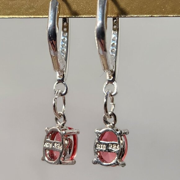 VTG NIB 925 Salmon Triplet Quartz Leverback Earrings - Picture 6 of 11